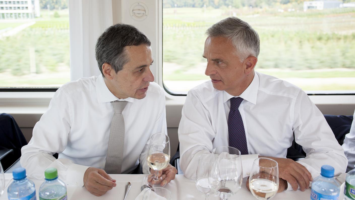 I due ministri il giorno della visita in Ticino del neoletto Ignazio Cassis