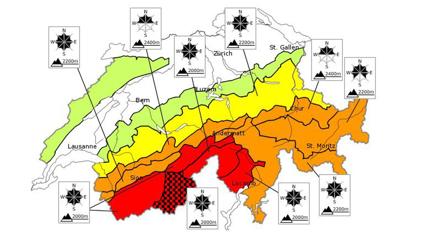 La carta del pericolo valanghe valida per il 9 gennaio 2018