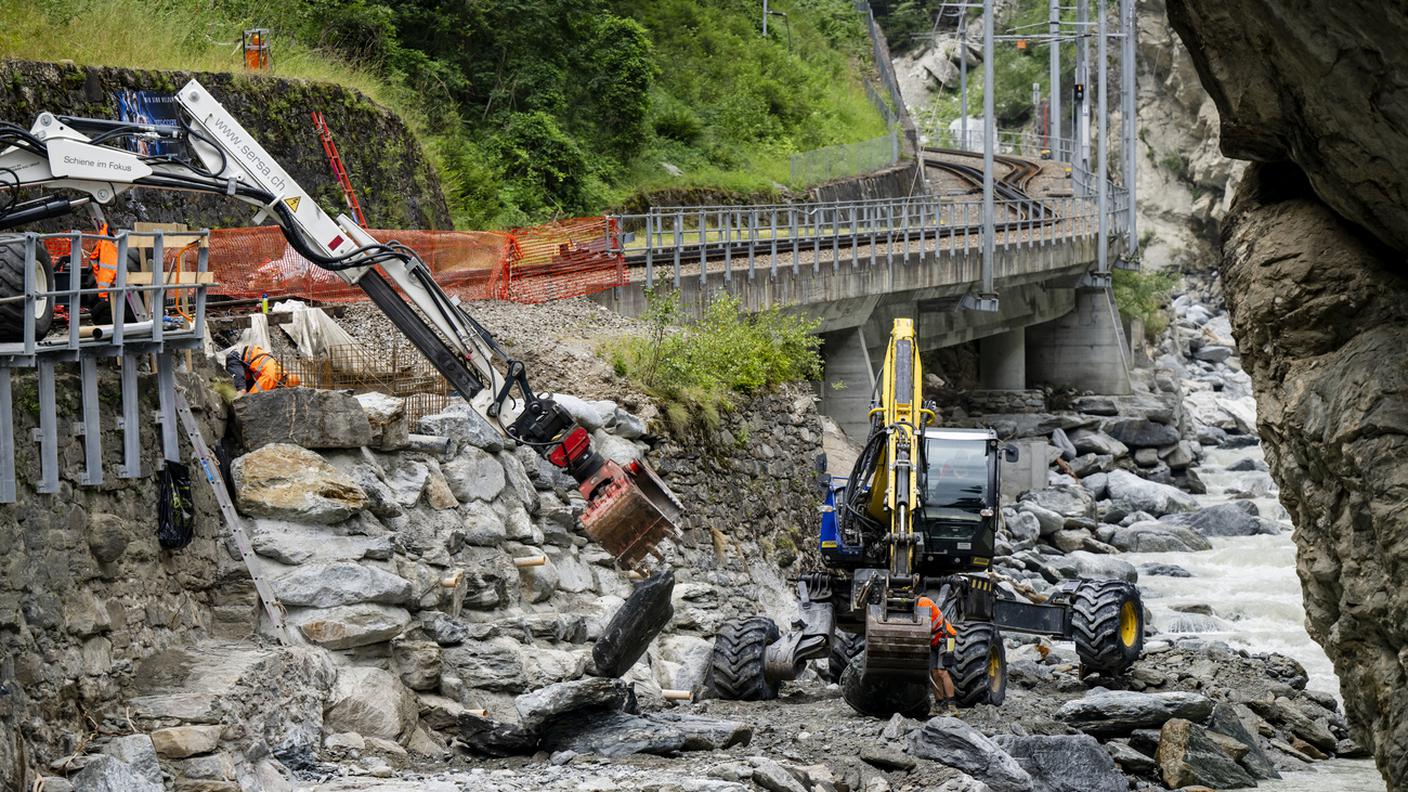 I lavori delle scorse settimane lungo la linea in alto Vallese