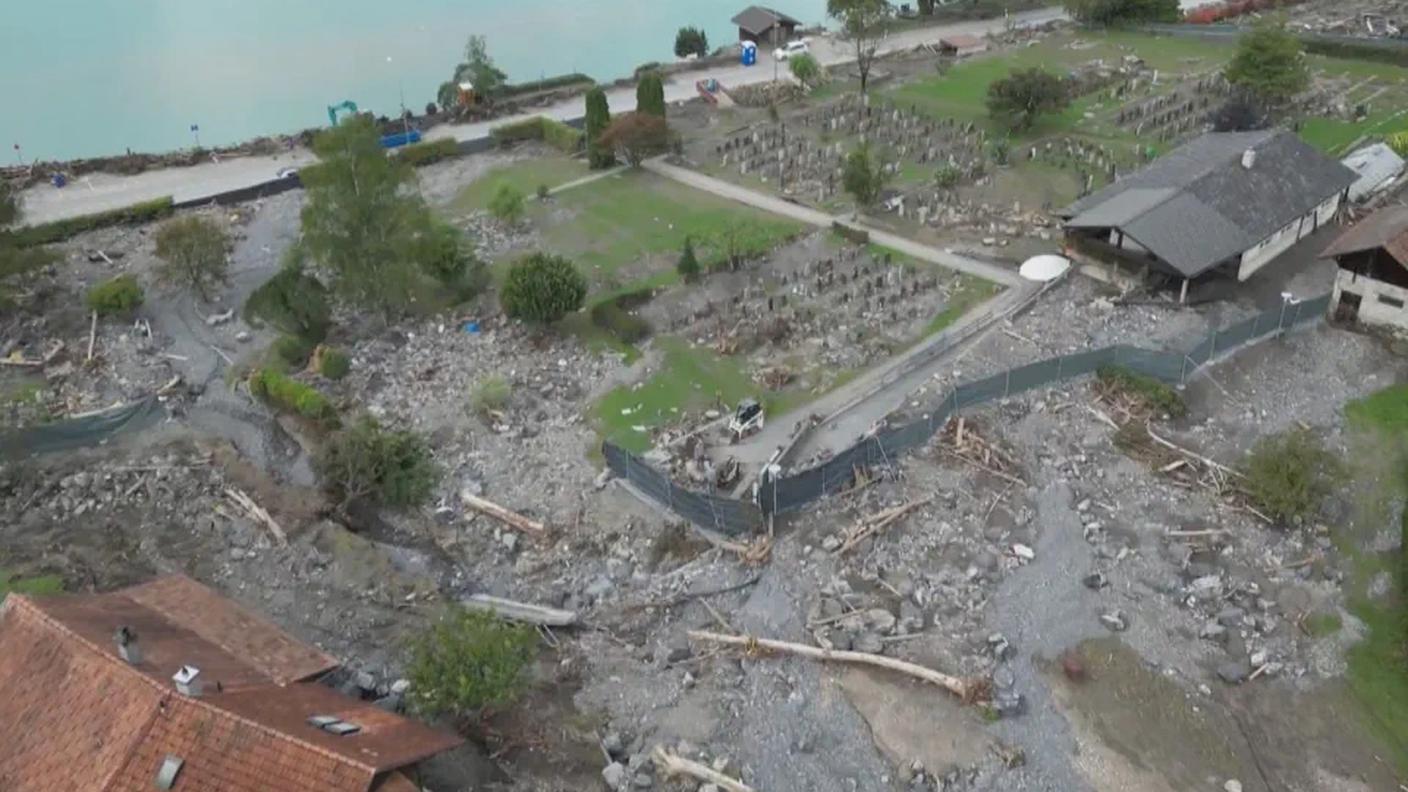 il cimitero di Brienz colpito dal maltempo
