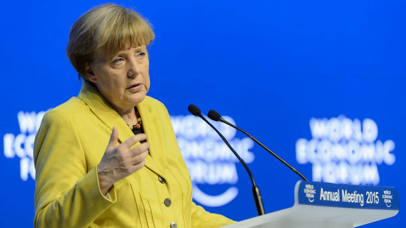 Angela Merkel al WEF nel 2015