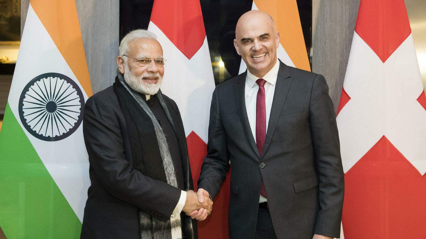 Il premier indiano Narendra Modi e il presidente della Confederazione, Alain Berset