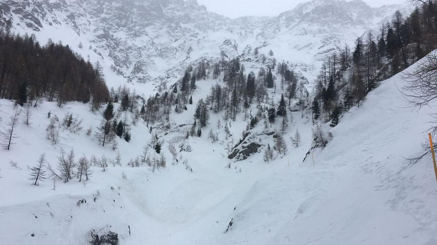 La zona della valanga, staccatasi giovedì pomeriggio