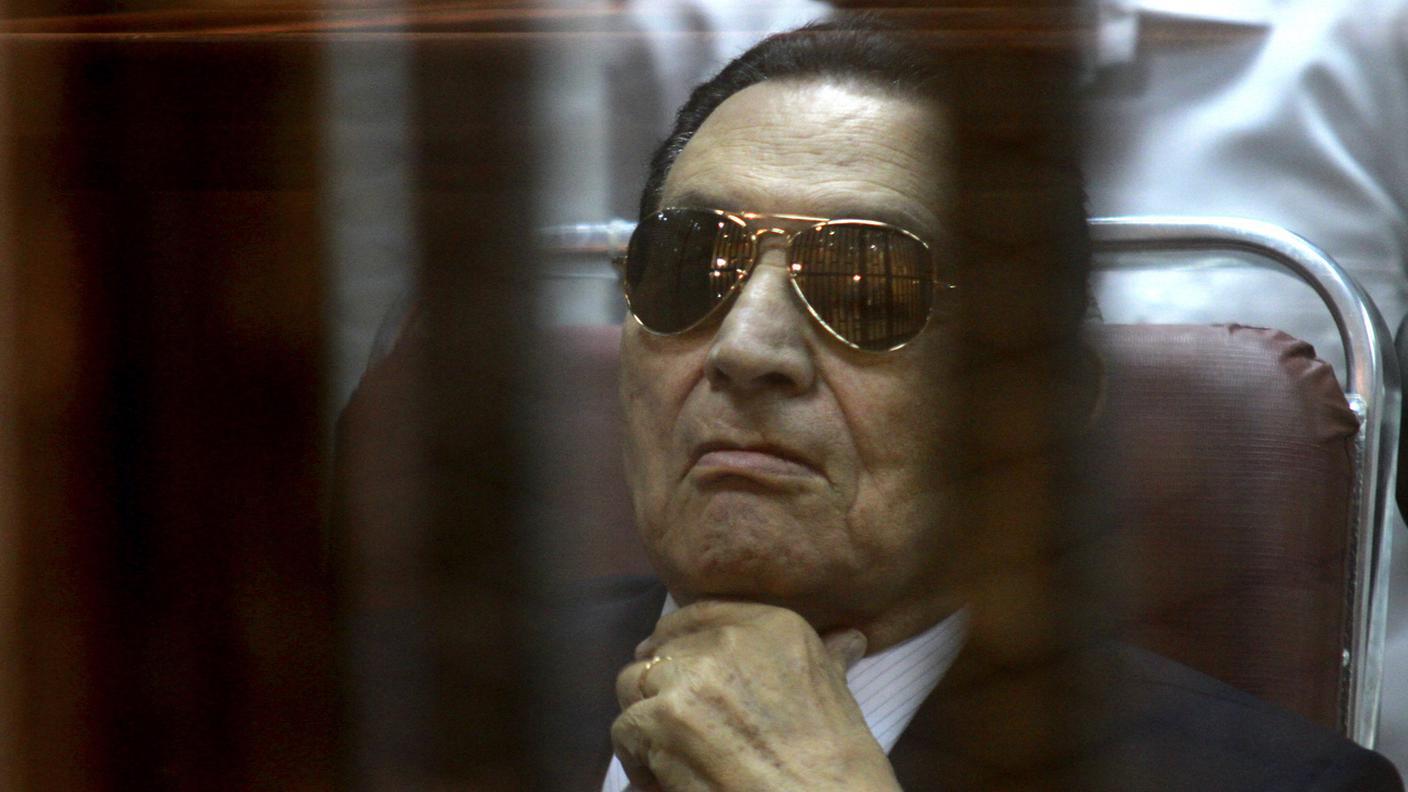 L'ex presidente egiziano Hosni Mubarak, durante il processo a suo carico nel 2014