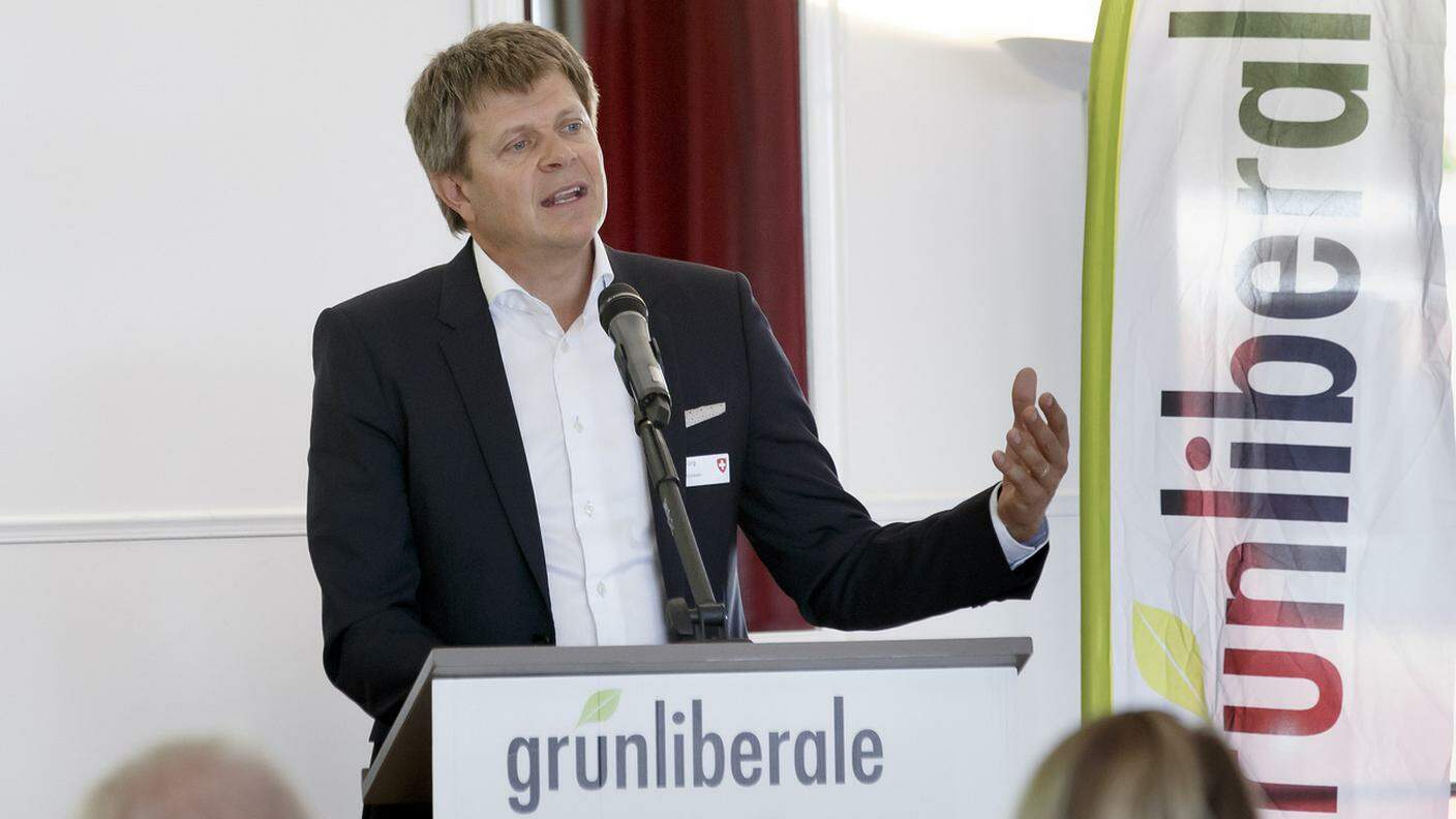 Jürg Grossen, presidente dei Verdi liberali, in un'immagine scattata oggi a Chambésy