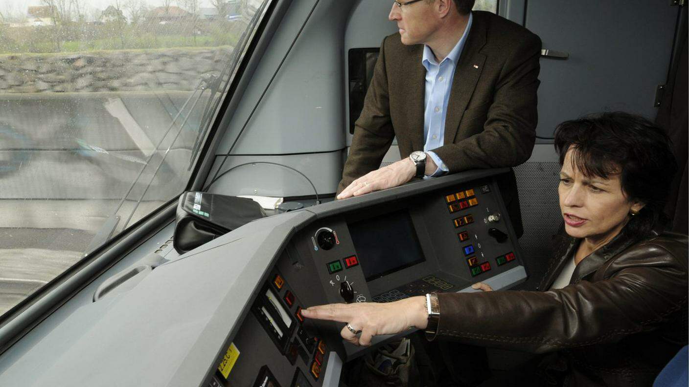Insieme al CEO delle FFS Andreas Meyer ai comandi di un treno (2012)
