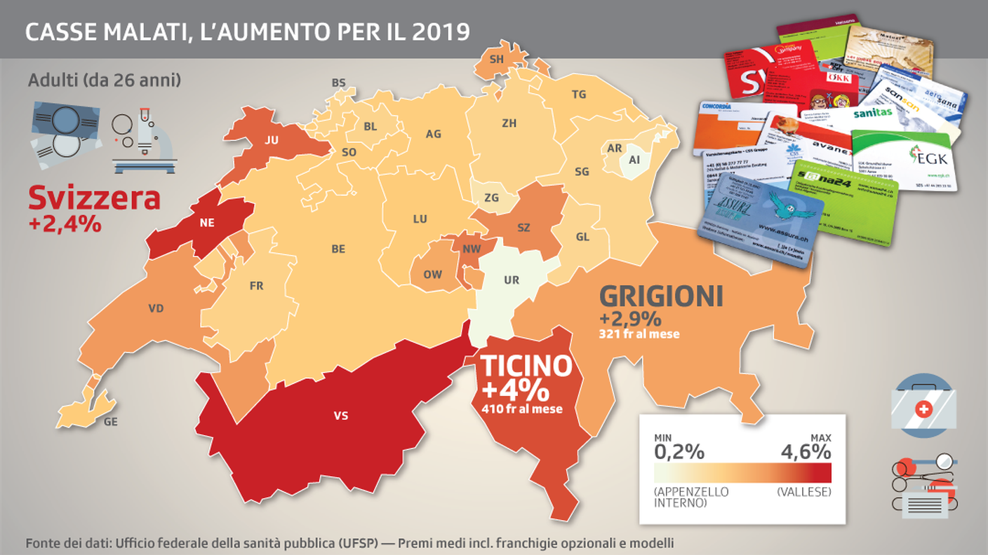 L'aumento per il 2019, la mappa (adulti, da 26 anni)