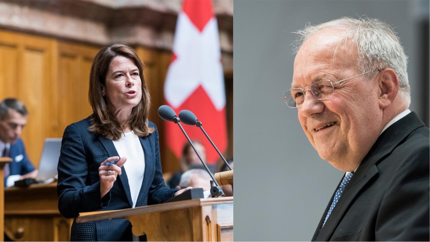 Petra Gössi, presidente del PLR, e il consigliere federale Johann Schneider-Ammann