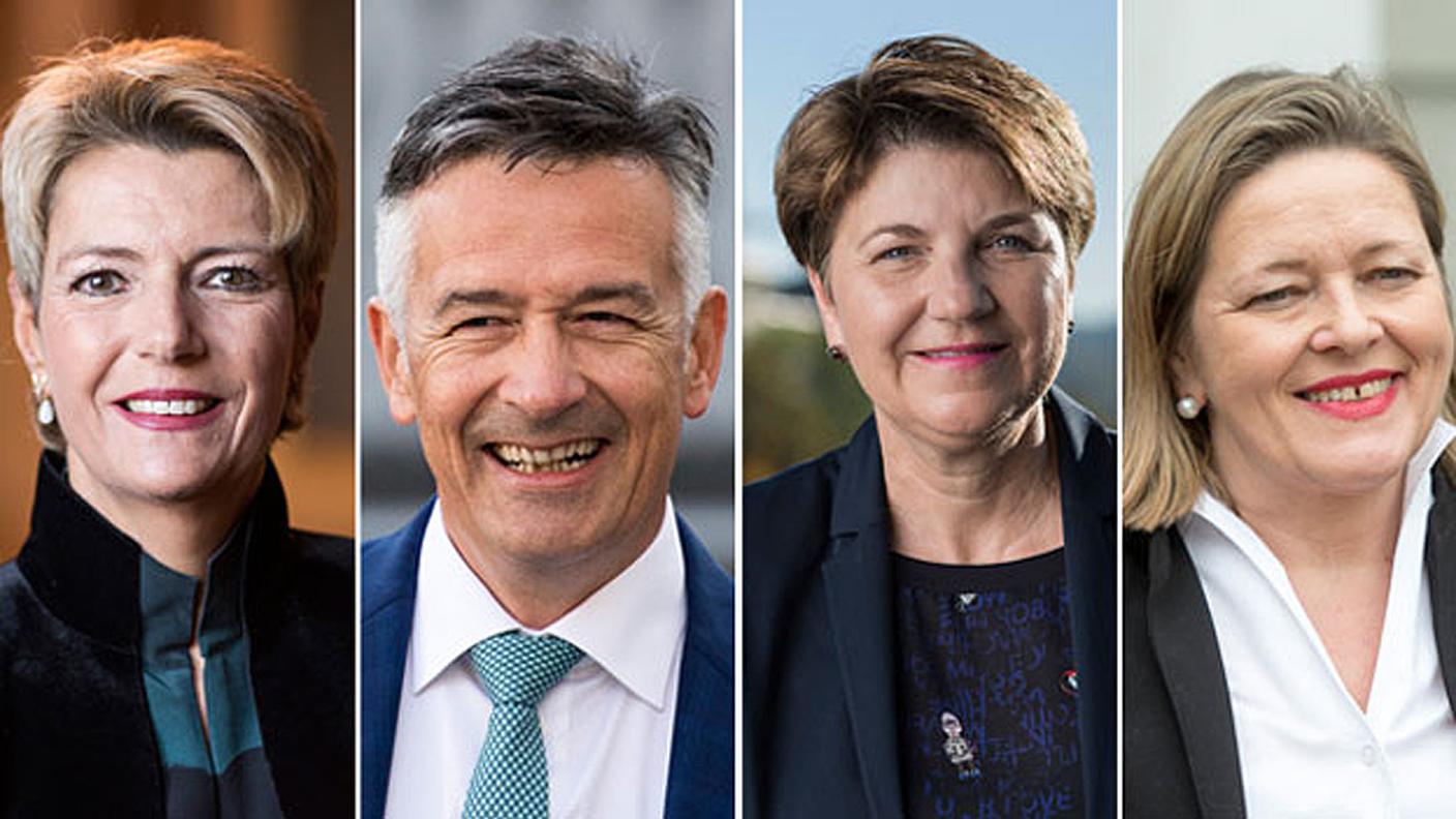 Da sinistra a destra, Keller-Sutter e Wicki per il PLR, Amherd e Z'graggen per il PPD. Le Camere, riunite in Assemblea federale, voteranno il 5 dicembre per il rinnovo del Governo