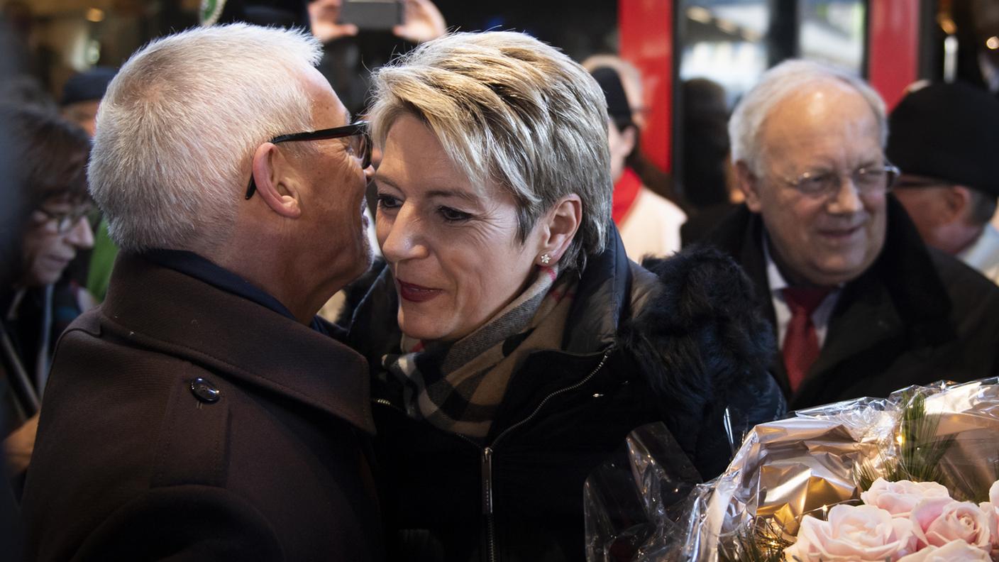 La neoeletta consigliera federale festeggia a San Gallo