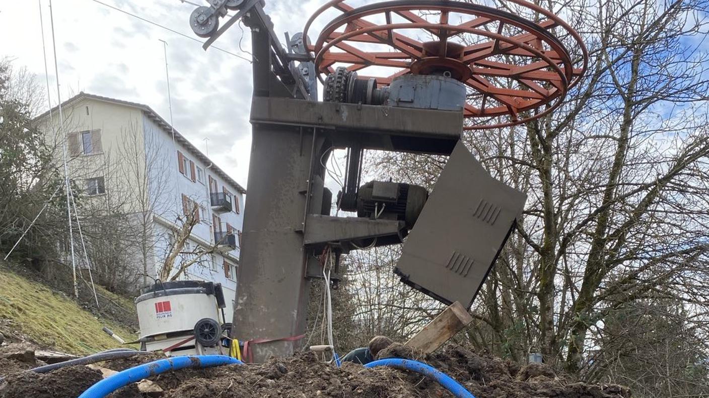 I lavori per l'installazione dell'impianto di risalita