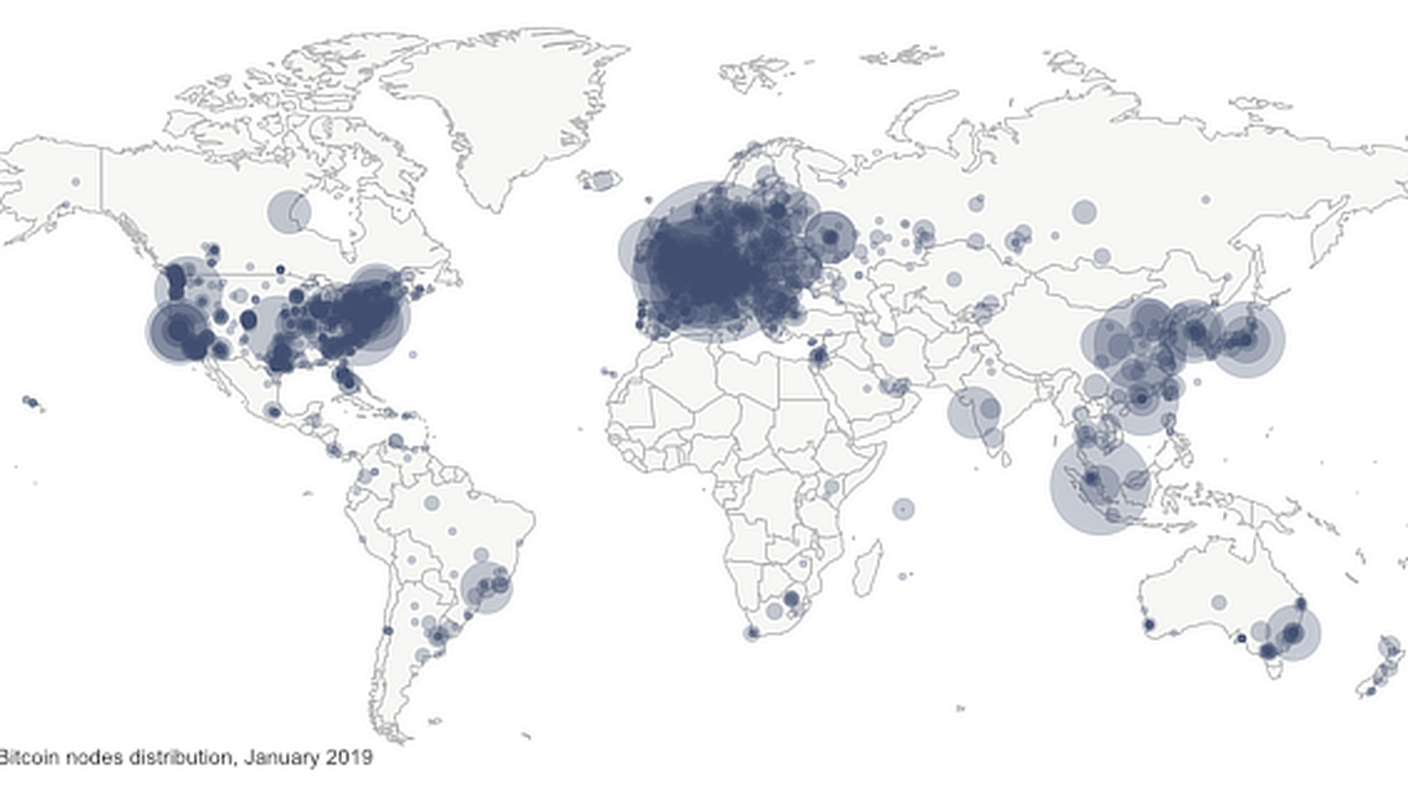 L'esempio della distribuzione dei nodi di bitcoin 