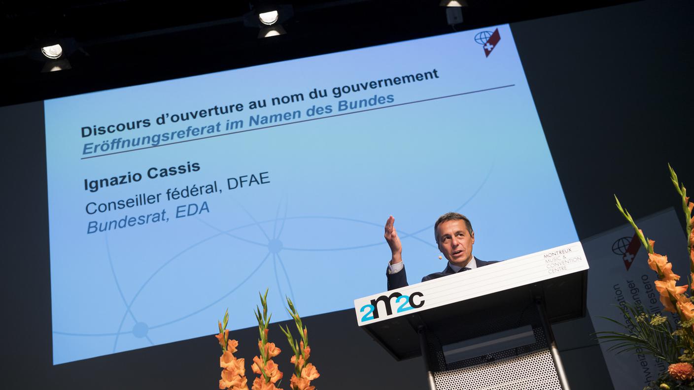 Il consigliere federale Ignazio Cassis durante il suo discorso di apertura