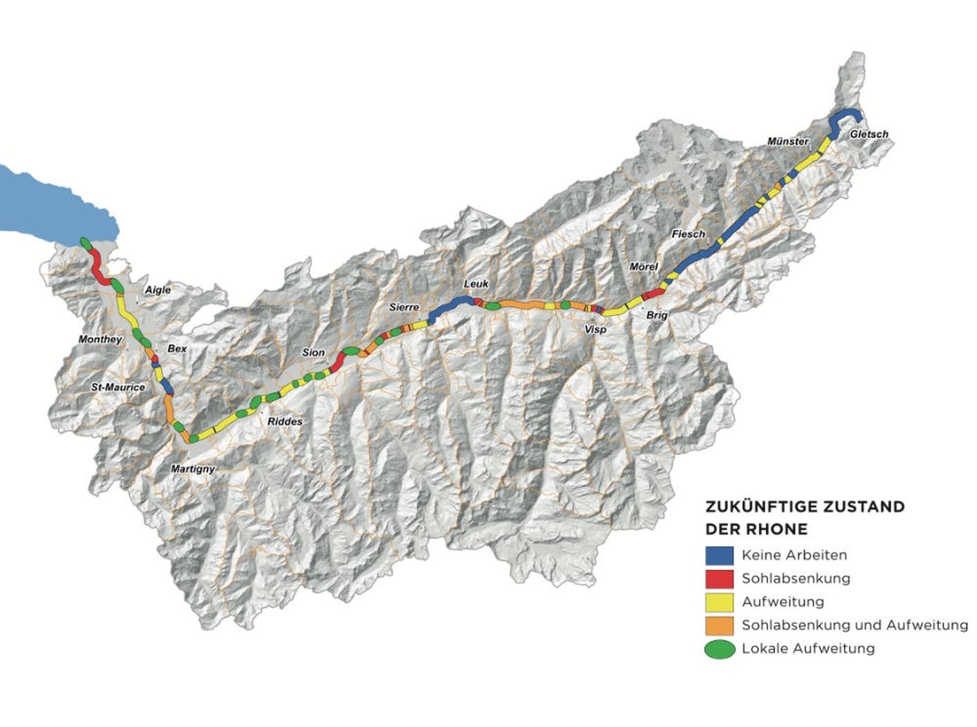 La carta generale del progetto di correzione del Rodano