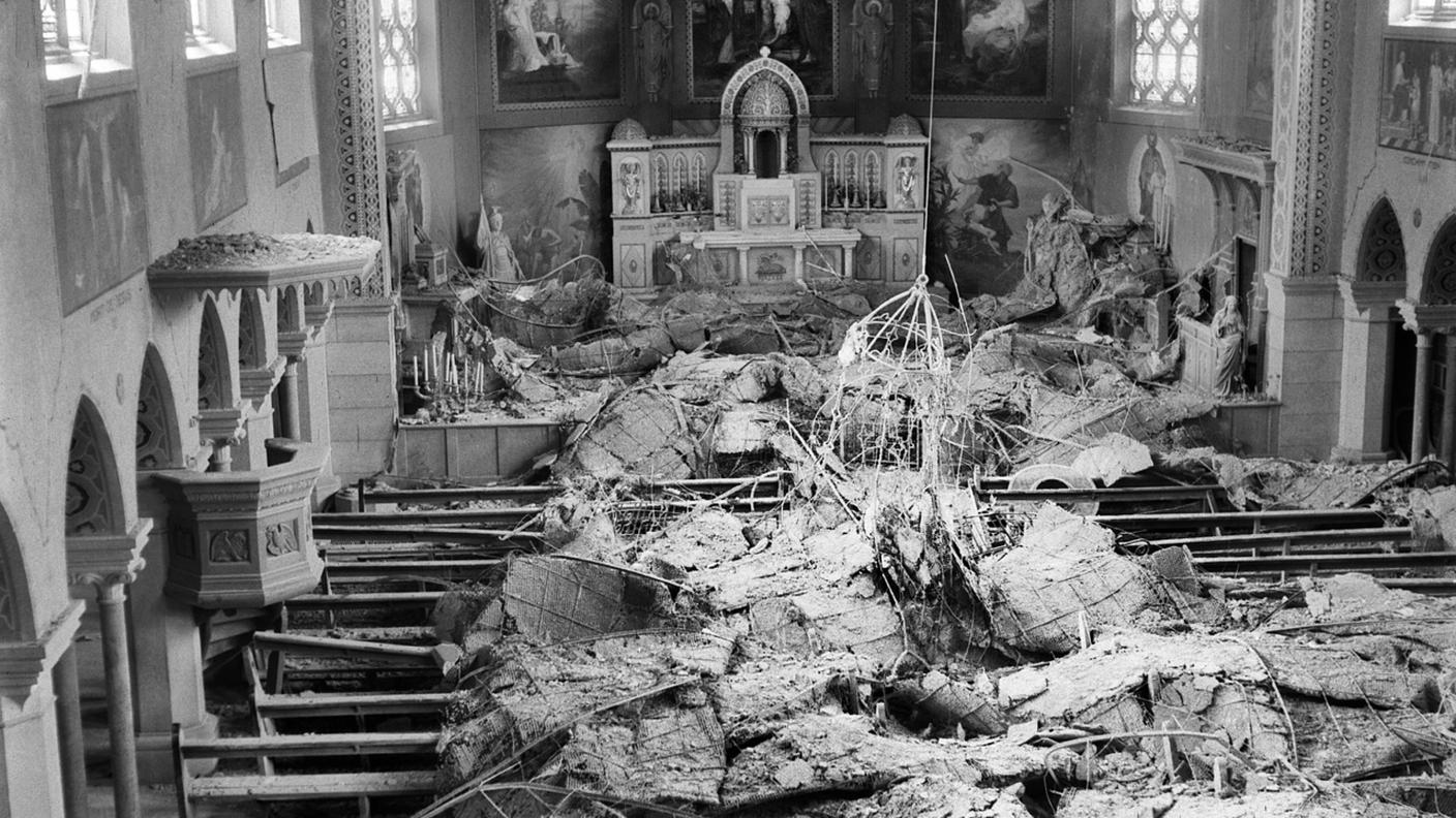 La chiesa di Chippis dopo il terremoto del 1946