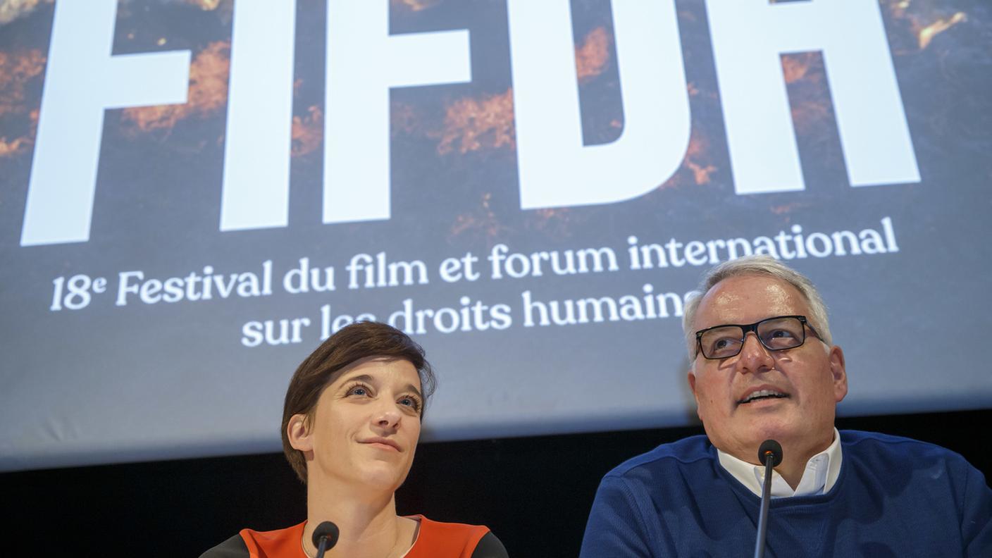 Isabelle Gattiker, direttrice del Festival e Bruno Giussani, presidente della fondazione FIFDH