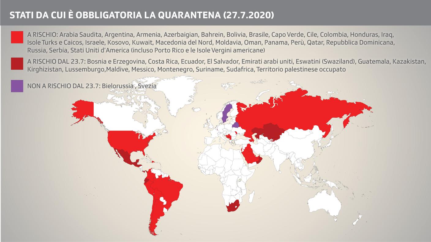 Stati per i quali è obbligatoria la quarantena
