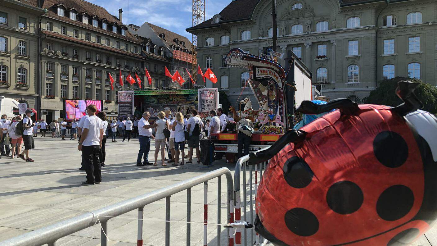 Berna, manifestazione dei circensi in Piazza federale