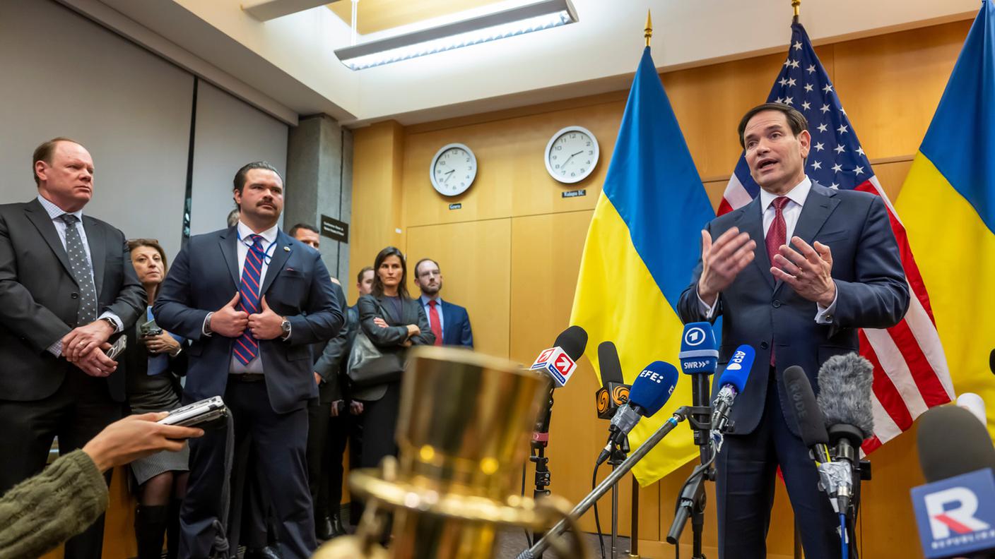 Marco Rubio in conferenza stampa a Ginevra