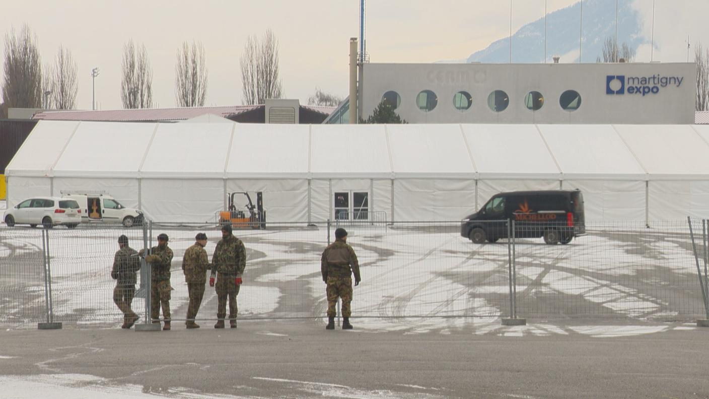 Preparativi al Centro esposizioni e congressi di Martigny dove si terrà la cerimonia