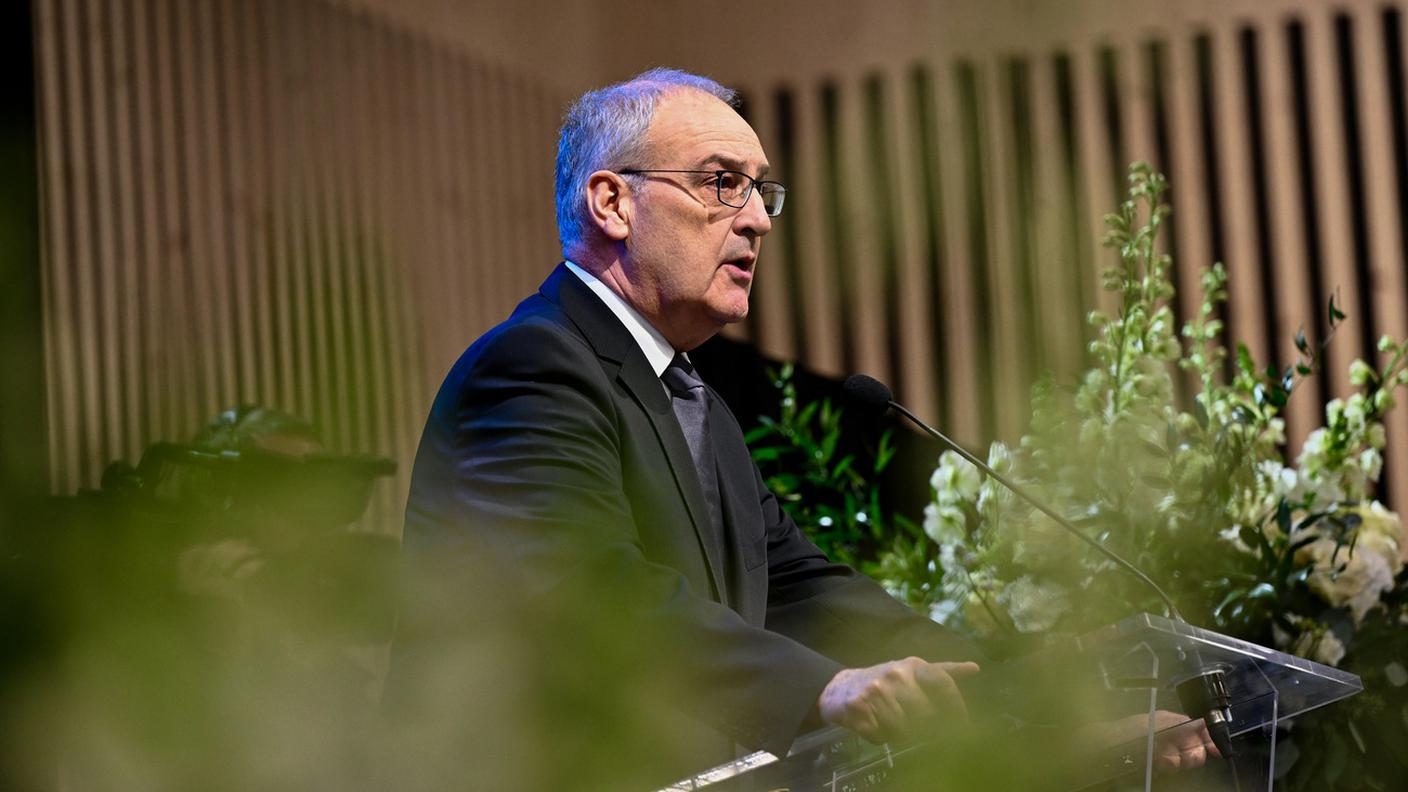 Guy Parmelin durante le commemorazioni della tragedia lo scorso 9 gennaio 