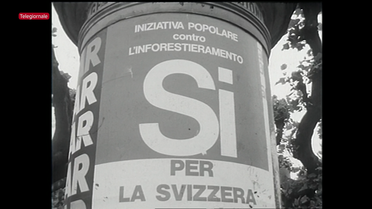 Un manifesto in vista della votazione sulla prima iniziativa Schwarzenbach
