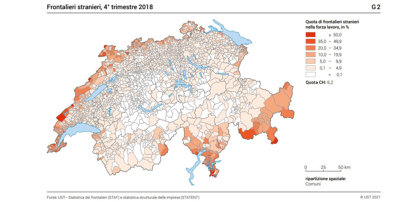 La distribuzione della forza lavoro frontaliera