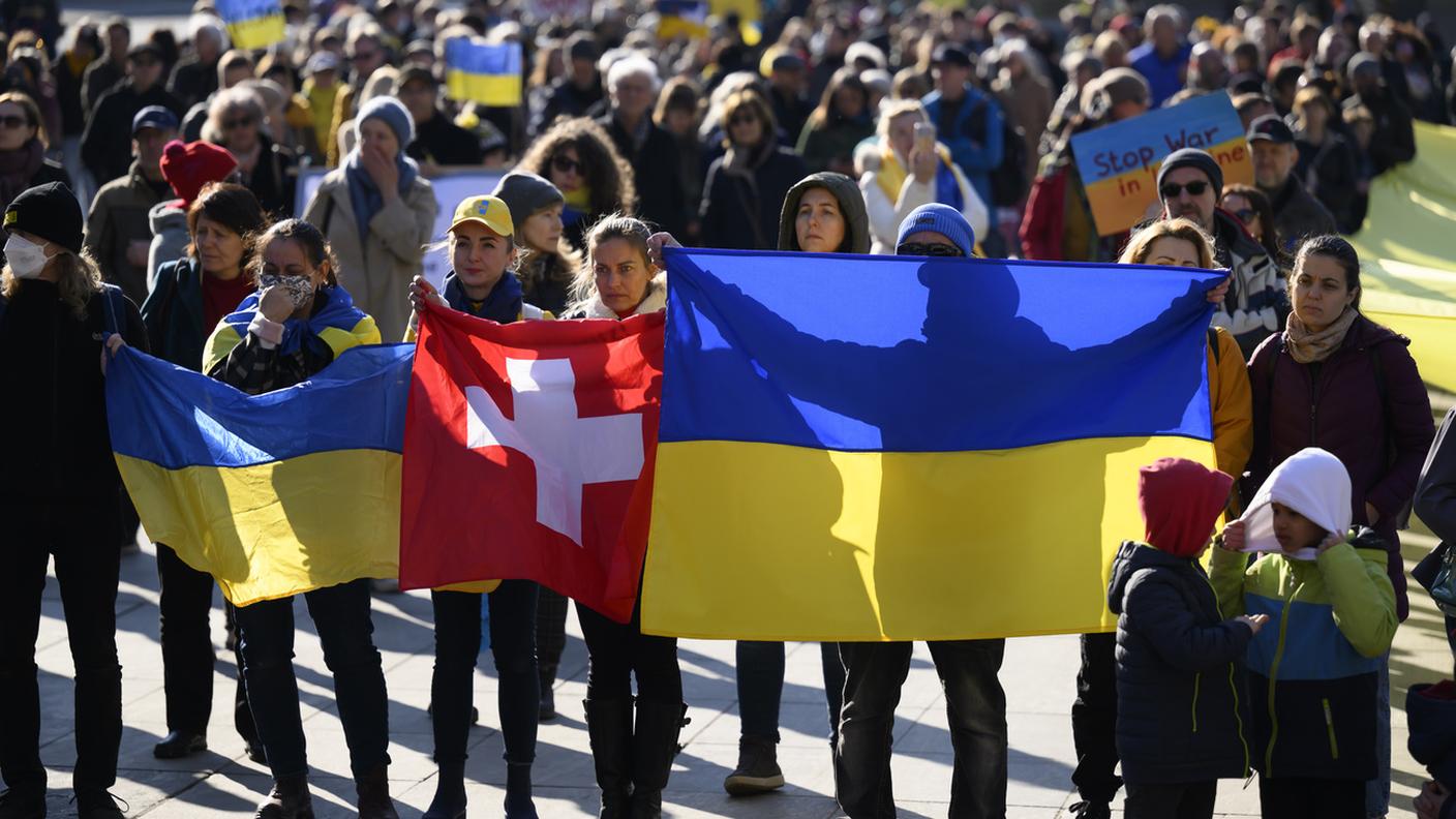 Una manifestazione contro la guerra in Ucraina, il 5 marzo 1922