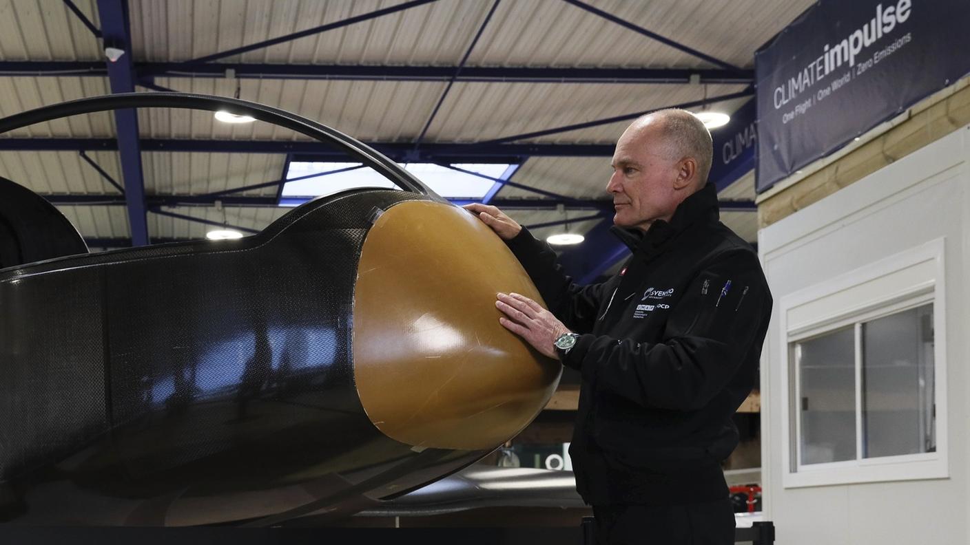 Bertrand Piccard alla presentazione del progetto Climate Impulse nel 2025