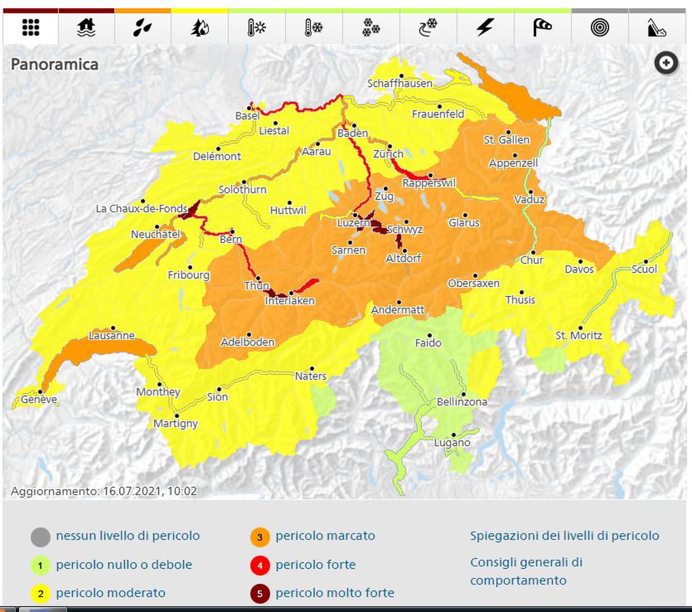 La situazione di laghi e fiumi svizzeri di venerdì mattina