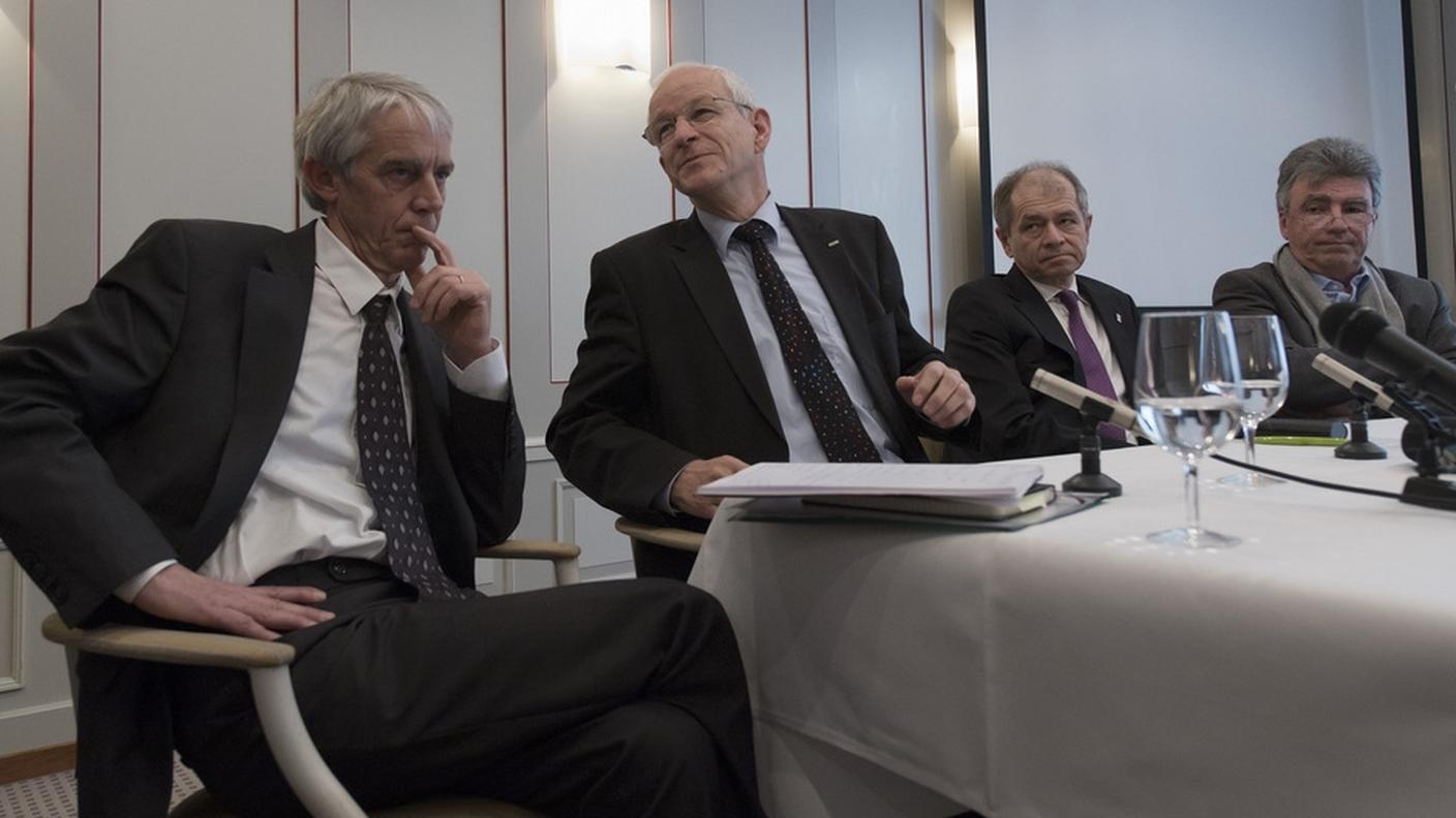 Vetterli, Eichler, Loprieno ed Aebischer in conferenza stampa