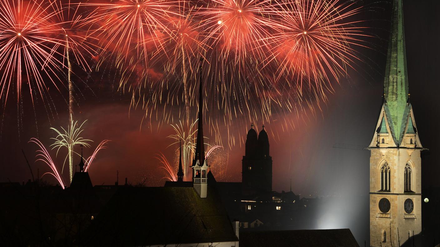 Una foto dei fuochi di Capodanno a Zurigo