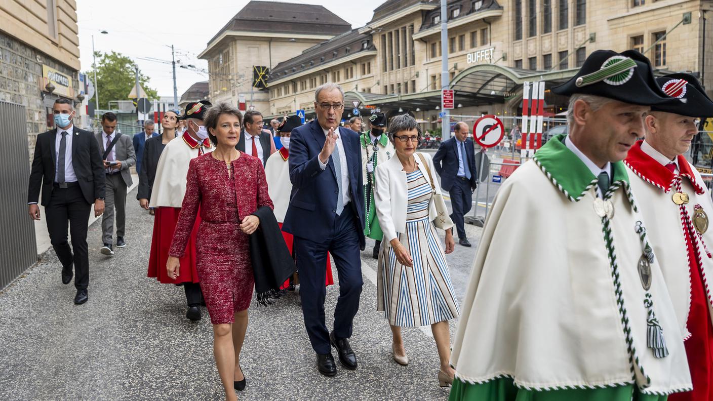 Parmelin all'arrivo a Losanna