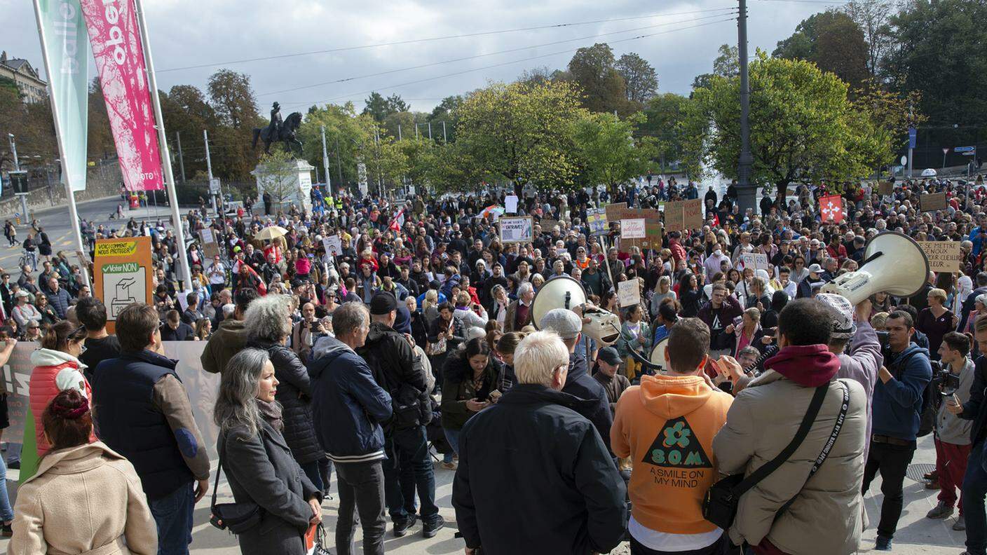 I manifestanti radunatisi a Ginevra