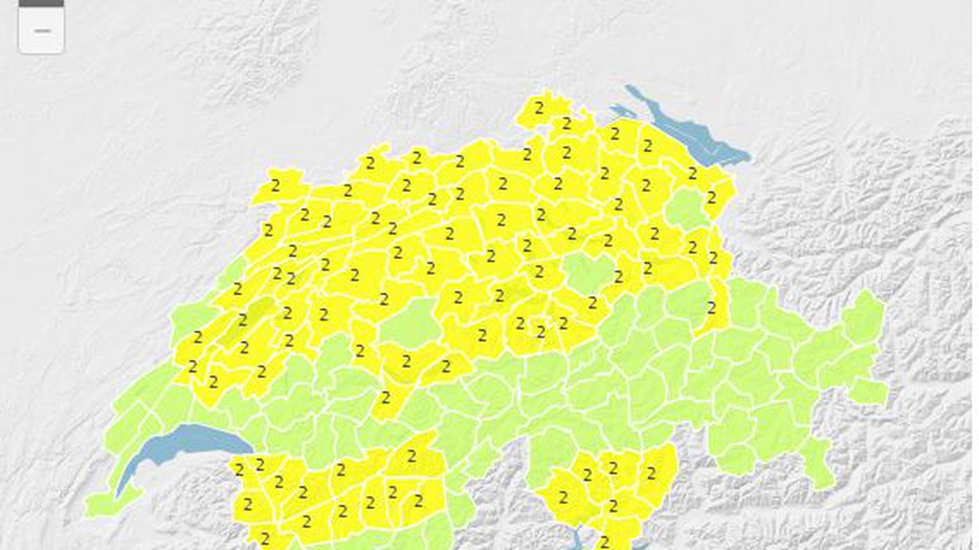 La cartina dei pericoli, riferita al gelo, di MeteoSvizzera
