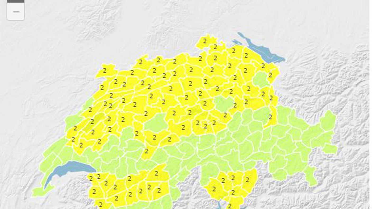 La cartina dei pericoli, riferita al gelo, di MeteoSvizzera