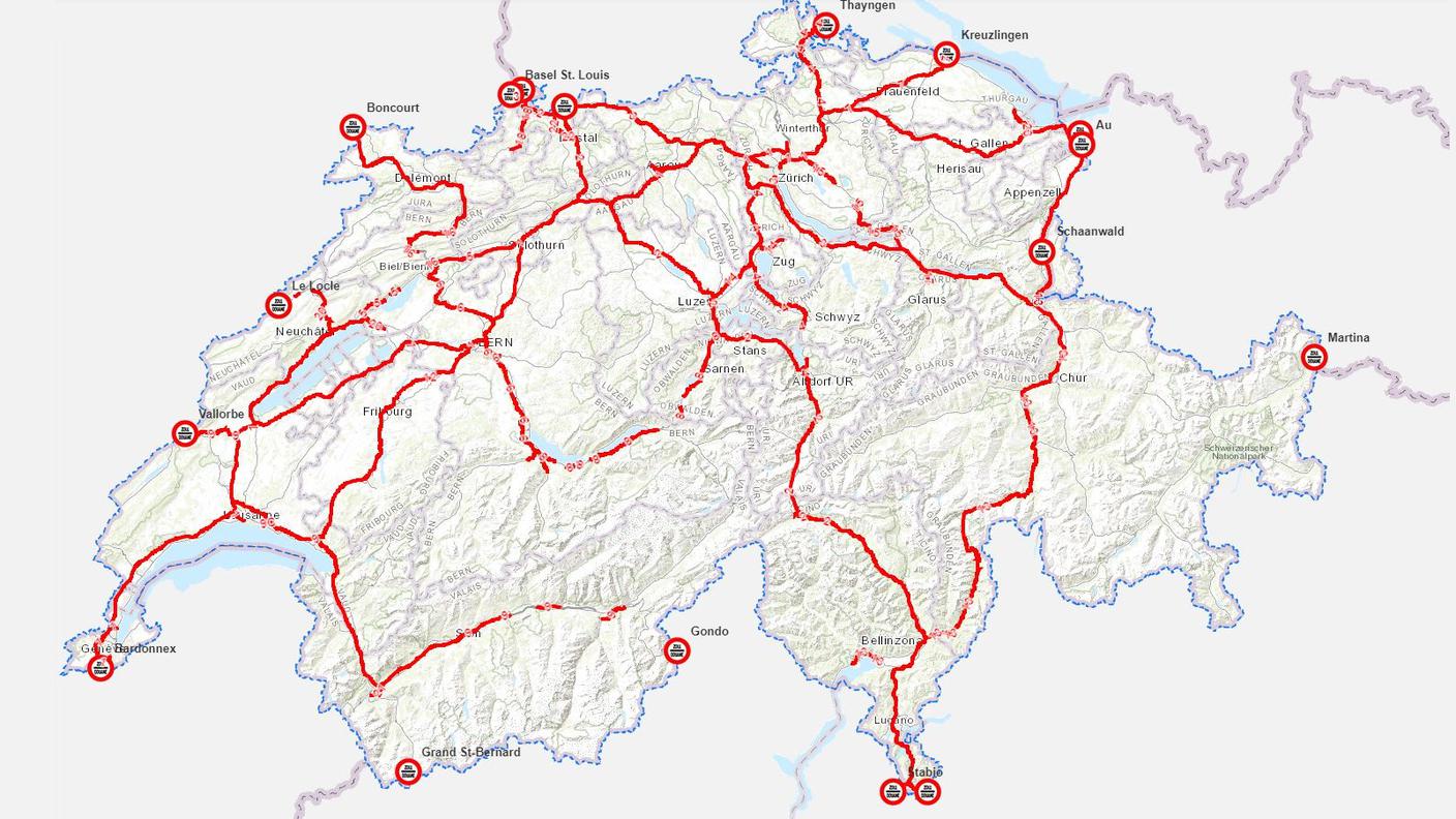 La rete delle strade nazionali dove la vignetta è obbligatoria