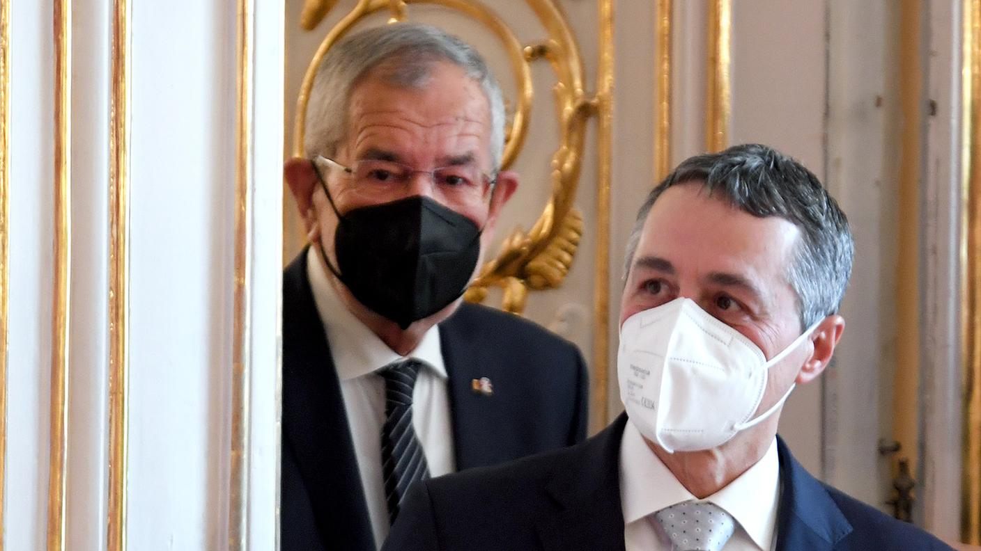 Il presidente austriaco Alexander Van der Bellen e il presidente svizzero Ignazio Cassis