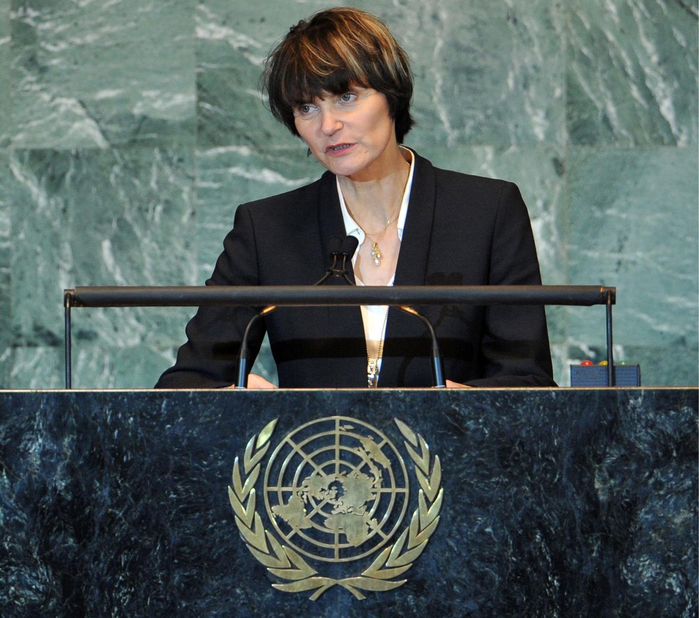 Micheline Calmy-Rey all'ONU nel 2011, l'anno in cui (con lei alla testa del DFAE) la Svizzera depose la sua candidatura