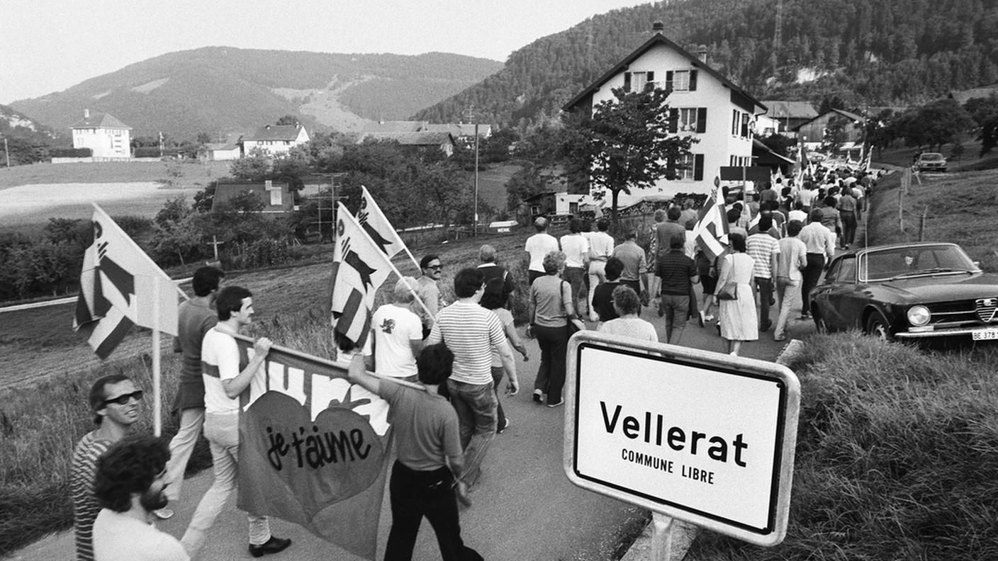 Il comune di Vellerat nel 1982. Conteso, passò nel 1996 definitivamente al Giura