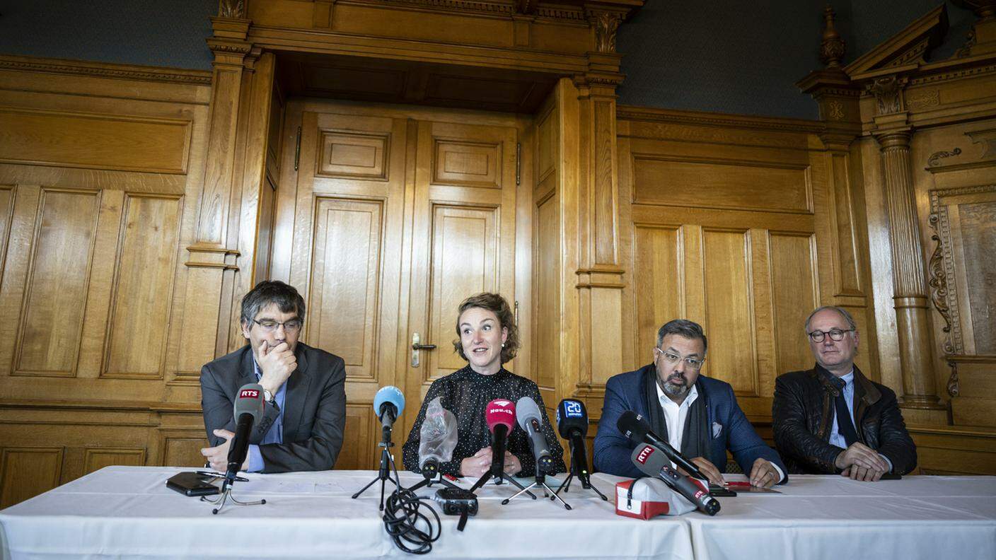 Un'immagine scattata nel corso della conferenza stampa