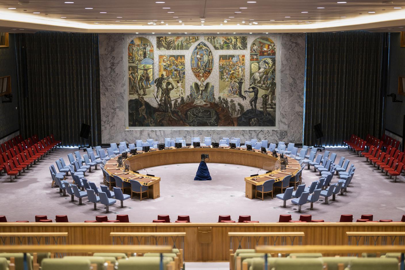 La sala che ospita le riunioni del Consiglio di sicurezza delle Nazioni Unite