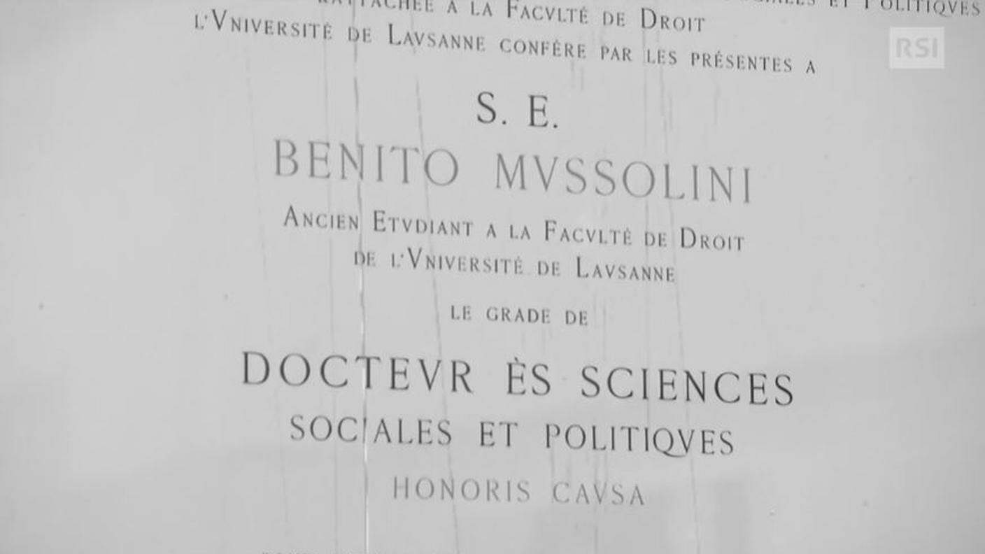 Il dottorato conferito dall'UNIL al suo ex studente Benito Mussolini