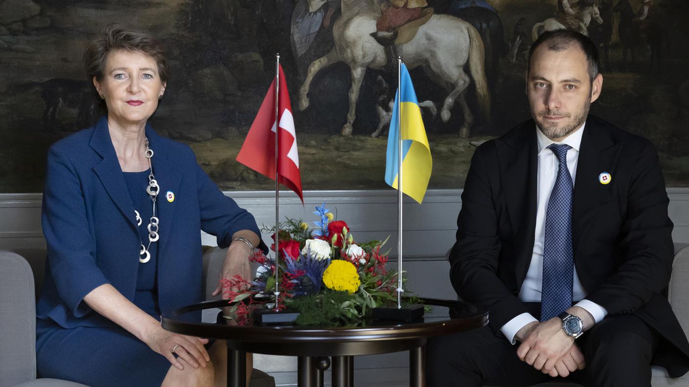 Simonetta Sommaruga e Oleksandr Kubrakov a Lugano