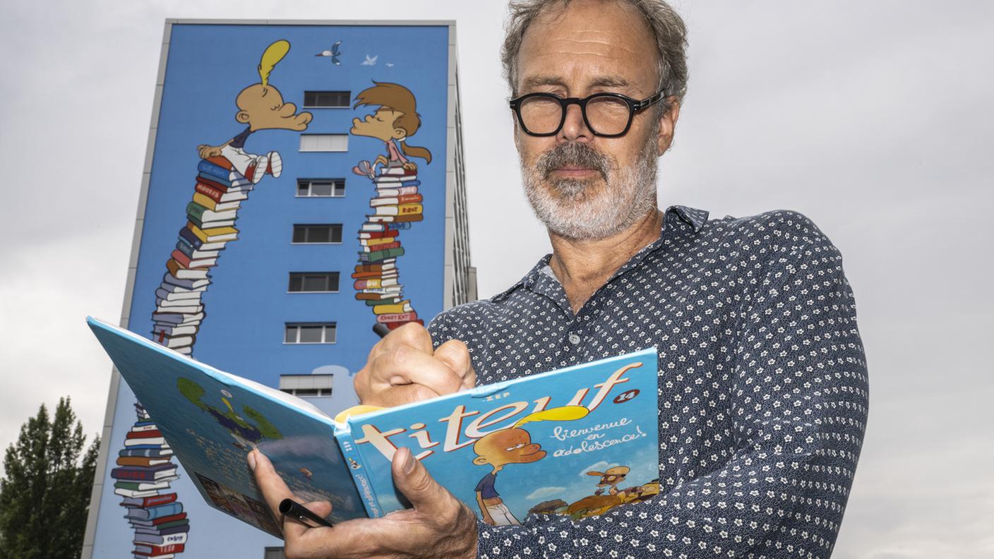 Il fumettista Zep, suo il personaggio raffigurato sull'edificio