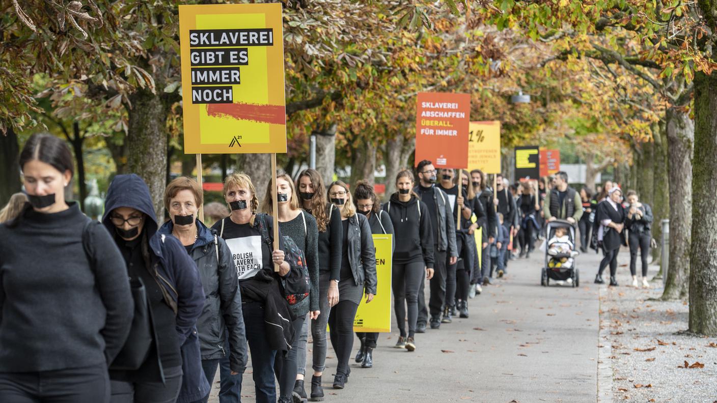 Protesta contro la schiavitù a Lucerna 15.10.2022