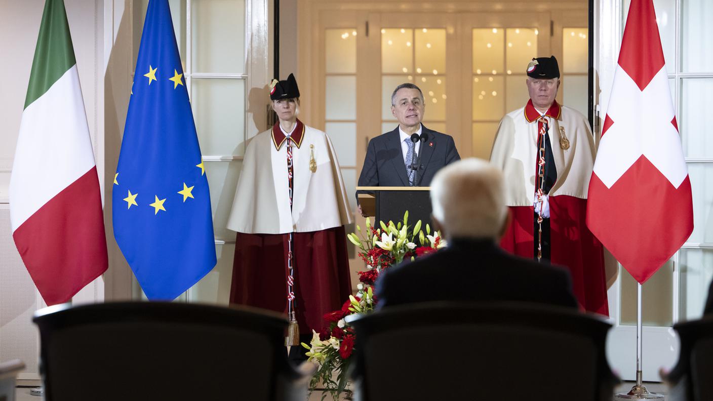 Il presidente della Confederazione, qui ripreso durante il suo discorso