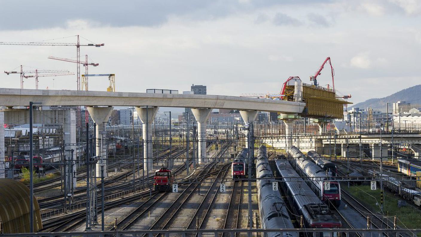Un viadotto del passante ferroviario di Zurigo in costruzione