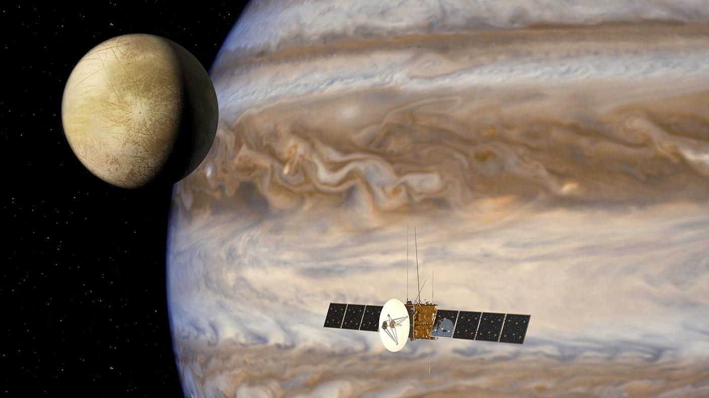 Una rappresentazione grafica del veicolo spaziale, una volta arrivato nell'orbita di Giove