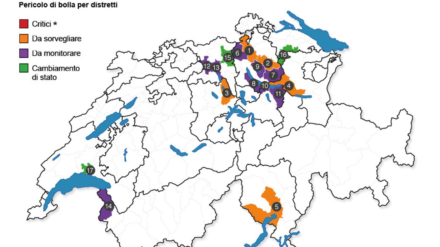 La cartina che rileva le zone a rischio